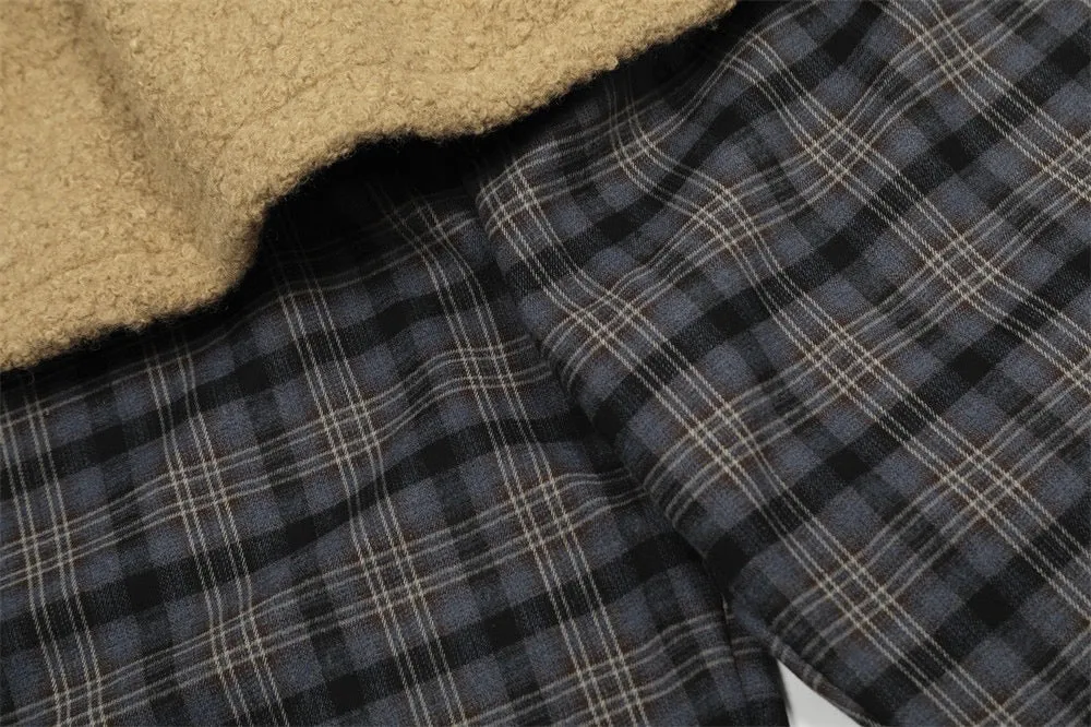 Omirad Layered Fleece Plaid Wide-Leg Pants sold by Omirad product image thumbnail 5