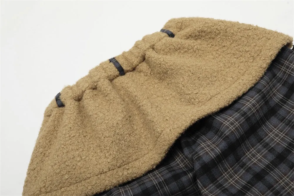 Omirad Layered Fleece Plaid Wide-Leg Pants sold by Omirad product image thumbnail 4