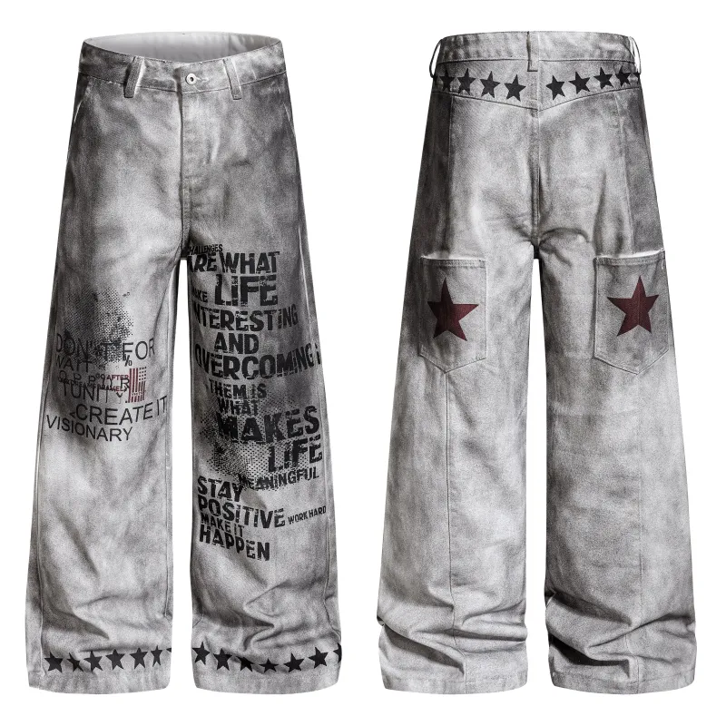 Omirad Graphic Washed Wide-Leg Pants made by Omirad