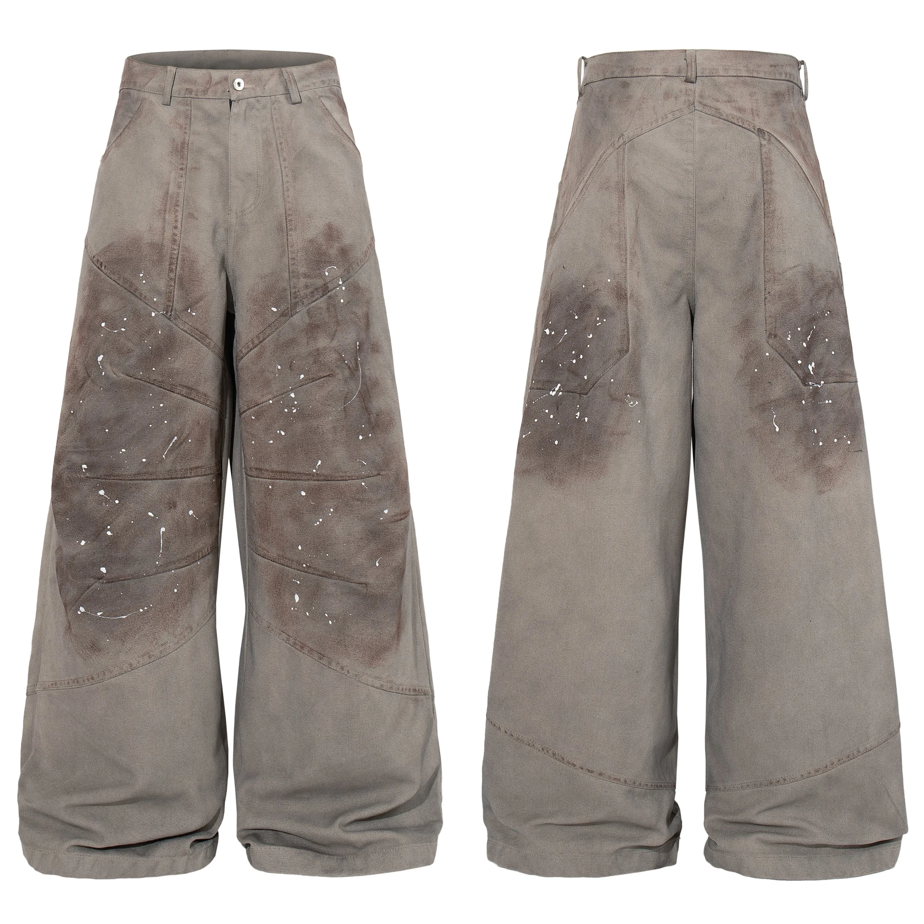 Omirad Distressed Panel Wide-Leg Pants sold by Omirad