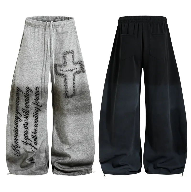 Omirad Cross Script Wide-Leg Sweatpants made by Omirad