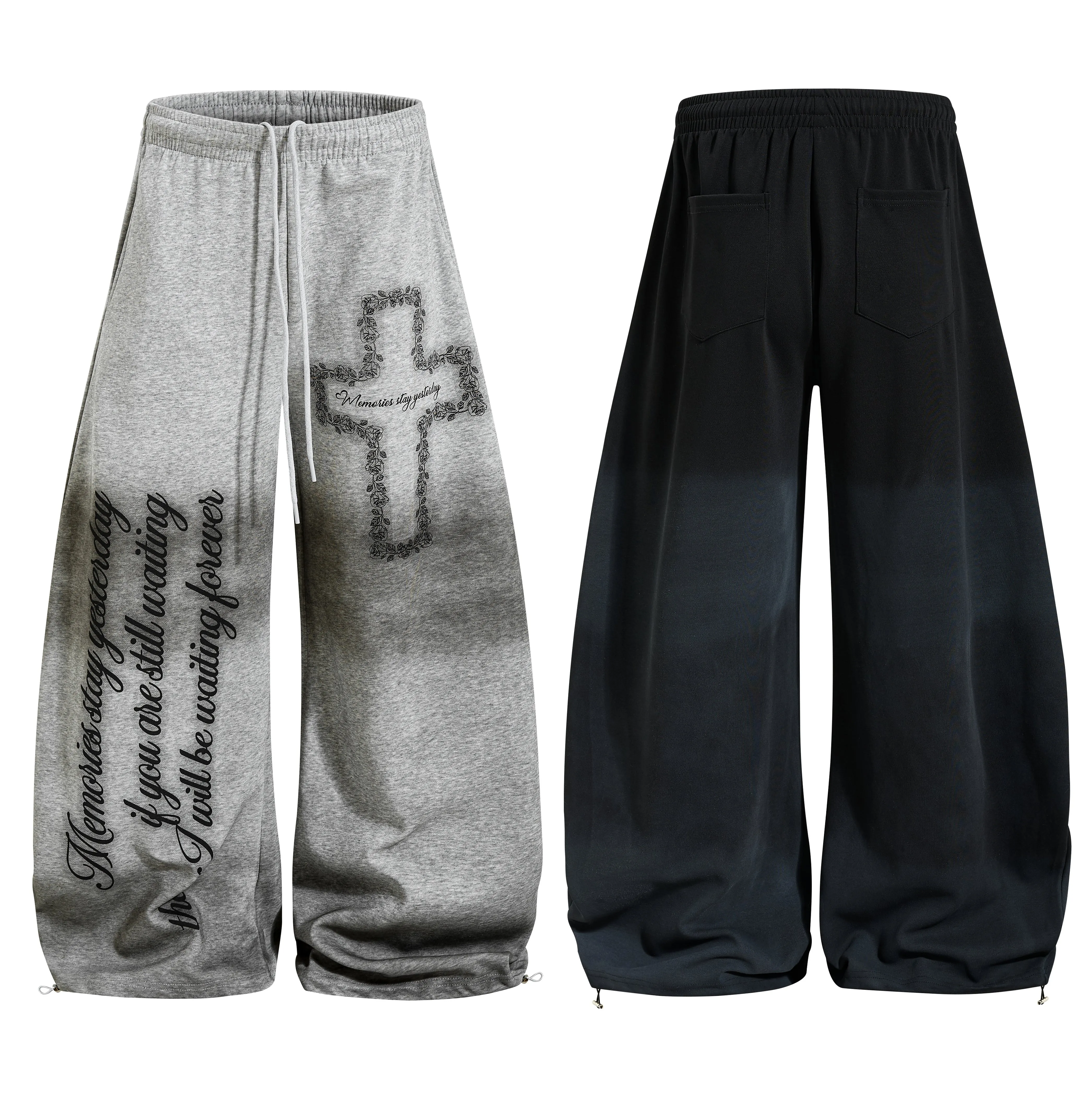 Omirad Cross Script Wide-Leg Sweatpants sold by Omirad