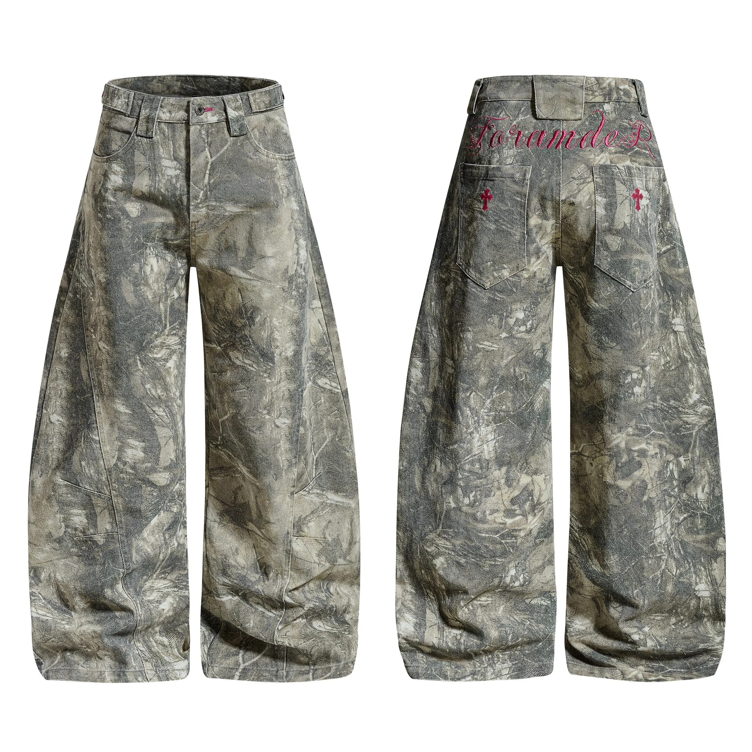 Omirad Forest Camo Wide-Leg Pants sold by Omirad