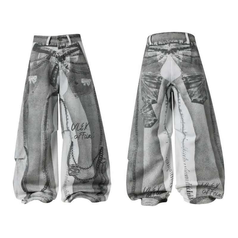 Omirad Graphic Panel Wide-Leg Pants made by Omirad