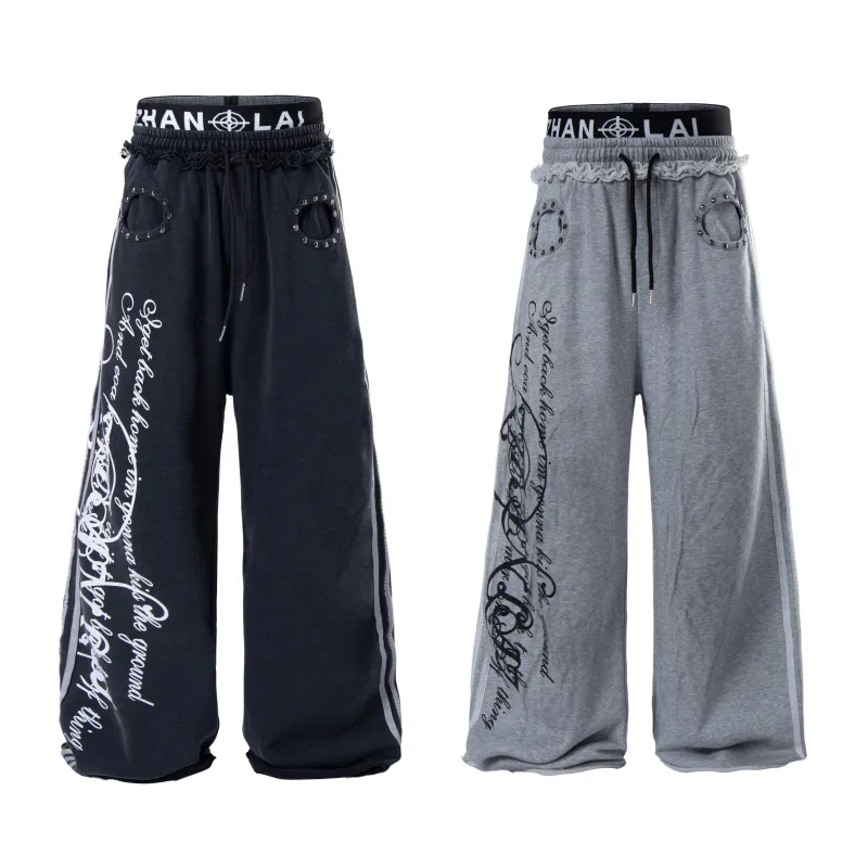 Omirad Script Graffiti Wide-Leg Sweatpants made by Omirad