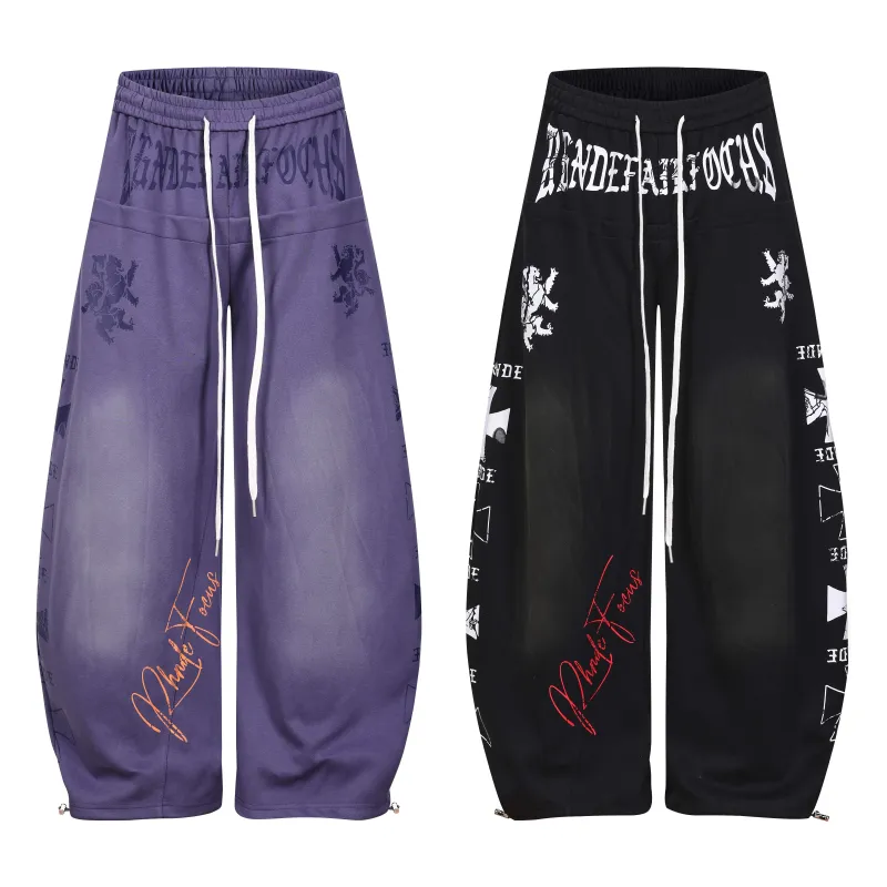 Omirad Gothic Script Wide-Leg Pants made by Omirad