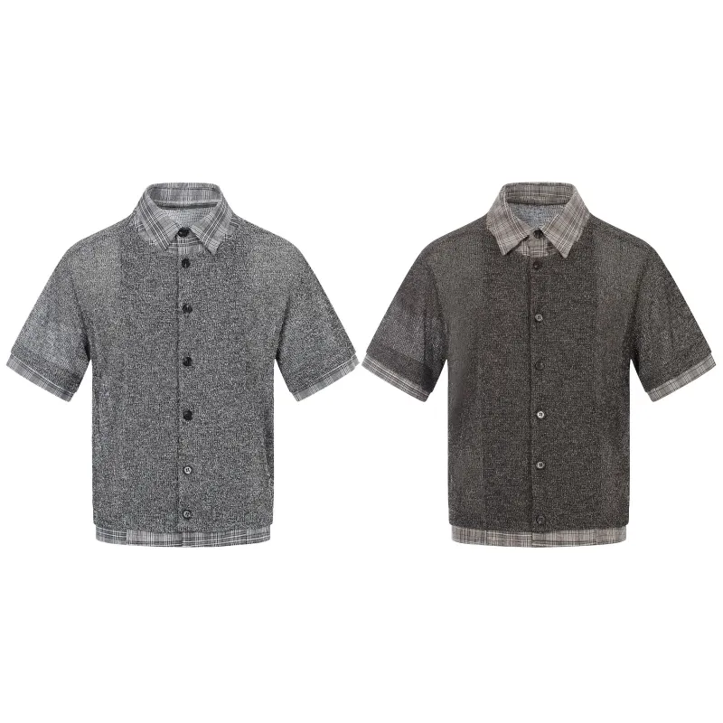 Omirad “Layered Knit Check Shirt” made by Omirad
