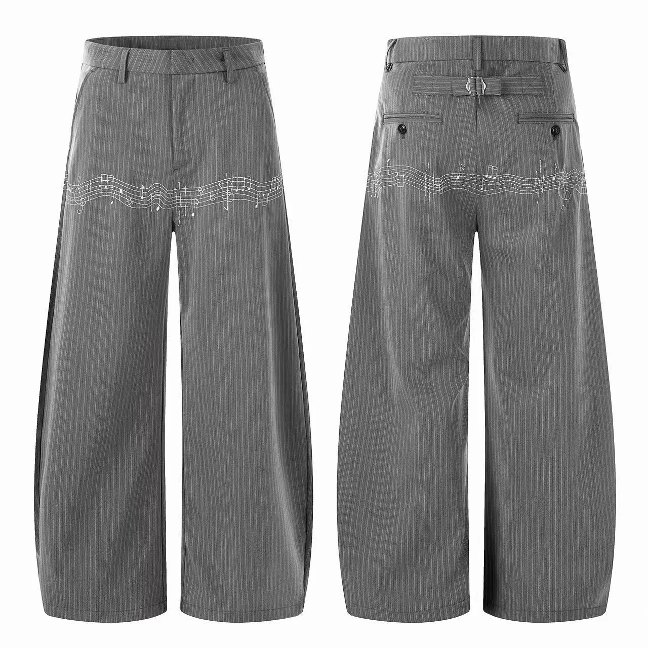 Omirad “Pinstripe Symphony Wide-Leg Pants” sold by Omirad
