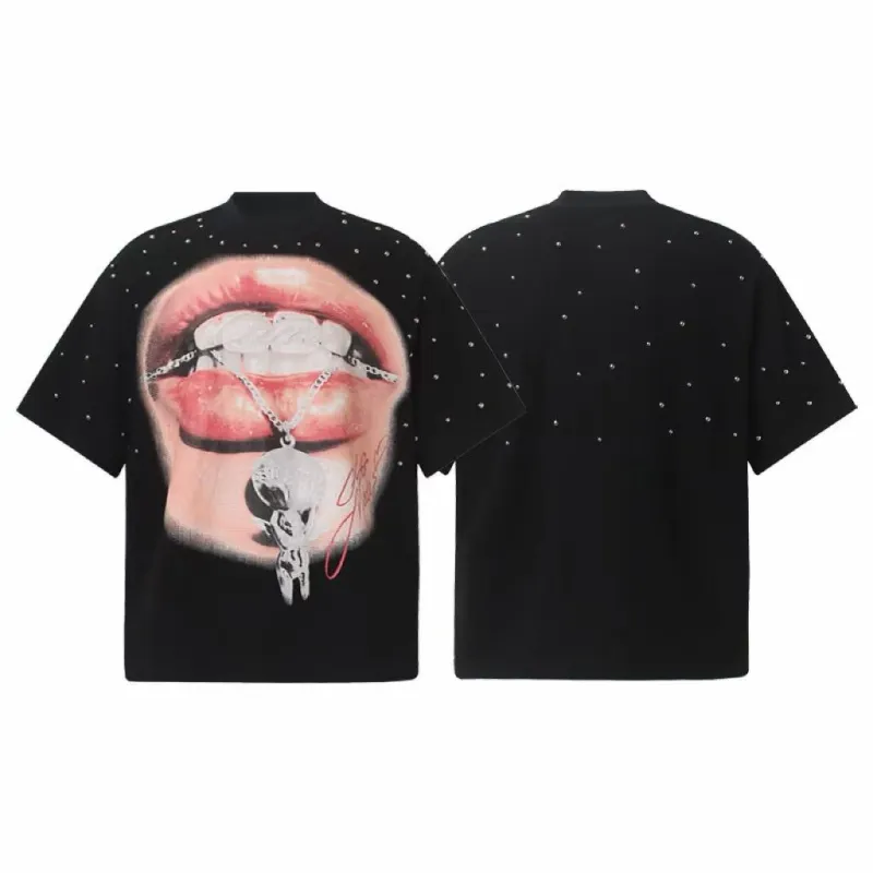 Omirad Rhinestone Lip Graphic Tee made by Omirad