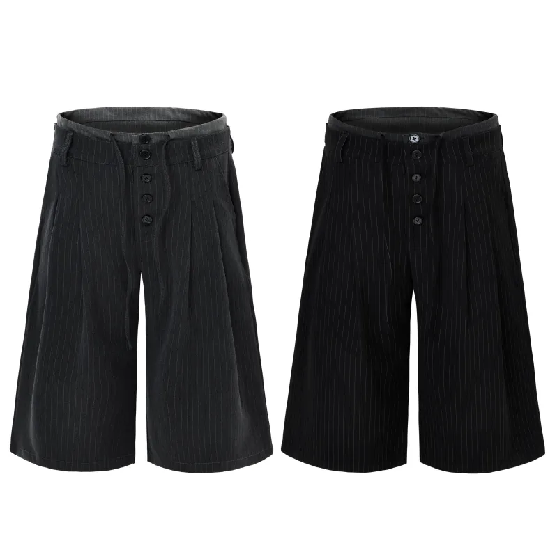 Omirad Pinstripe Wide-Leg Shorts made by Omirad