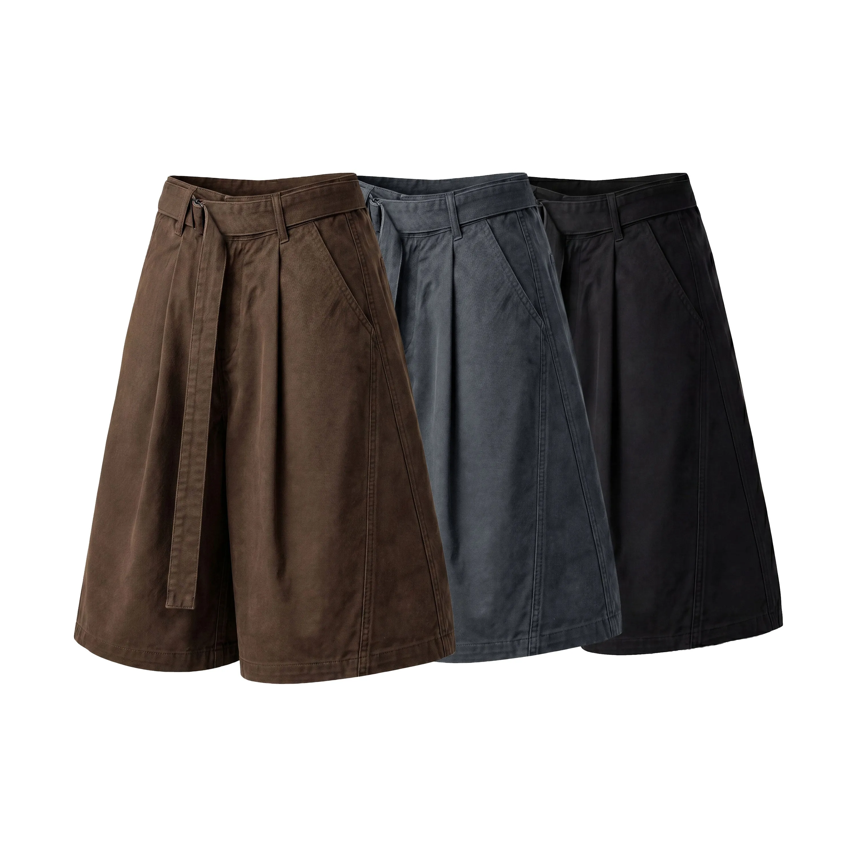 Omirad Belted Wide-Leg Short sold by Omirad
