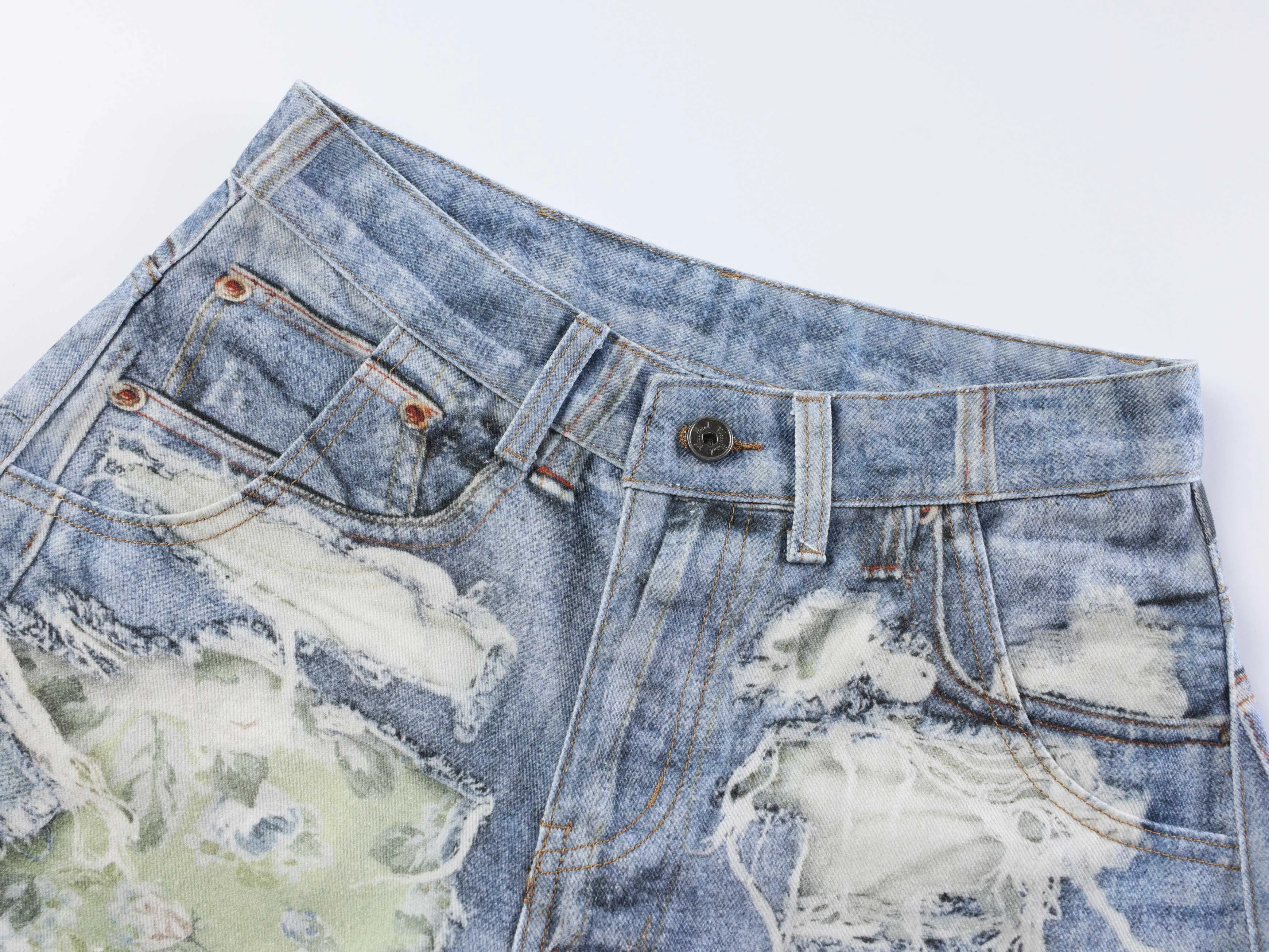 Omirad Floral Patchwork Distressed Jeans sold by Omirad product image thumbnail 4