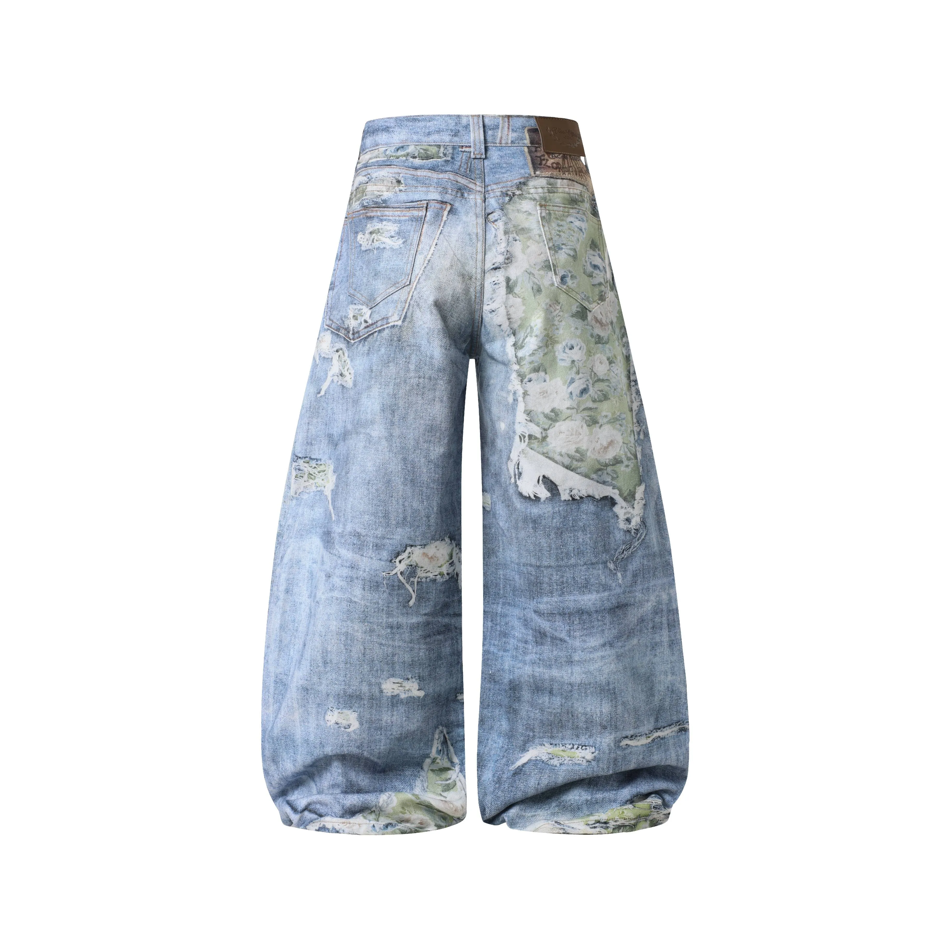Omirad Floral Patchwork Distressed Jeans sold by Omirad product image thumbnail 3
