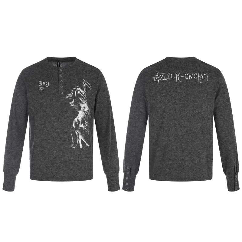 Omirad Vintage Horse Graphic Henley Long Sleeve made by Omirad