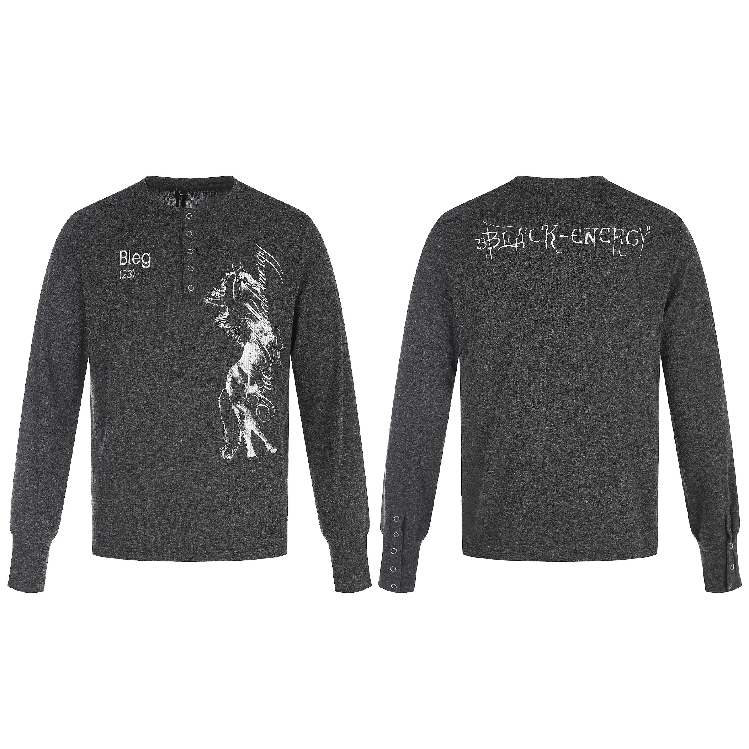 Omirad Vintage Horse Graphic Henley Long Sleeve sold by Omirad