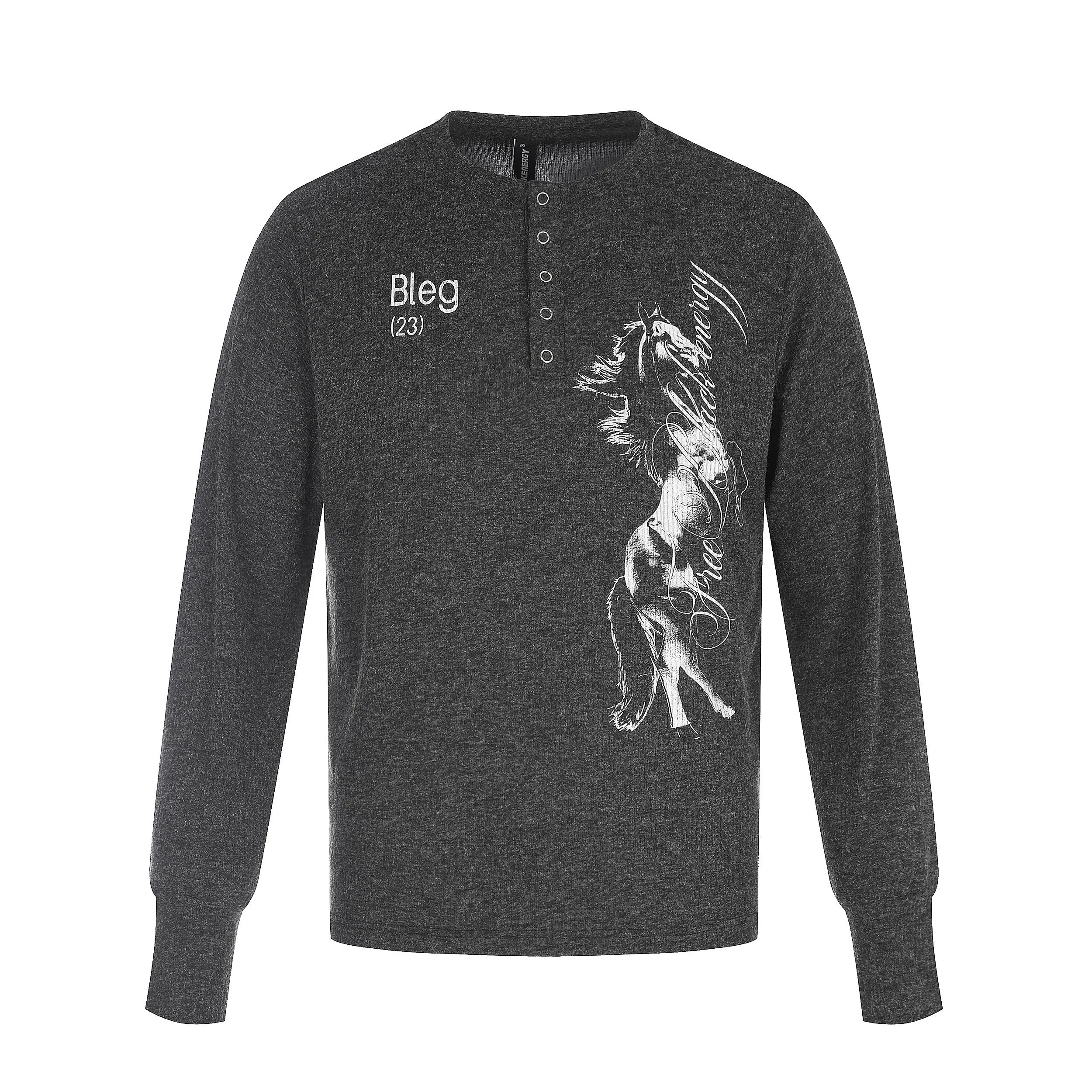 Omirad Vintage Horse Graphic Henley Long Sleeve sold by Omirad product image thumbnail 2