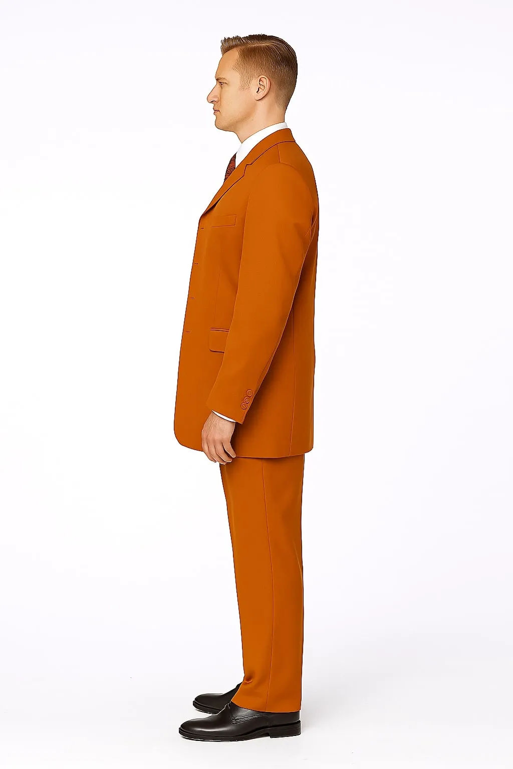 Mens Rust 3-Piece Fashion Suit - Notch Lapel with Paisley Vest, Tie and Pocket Square - Zoot Suit sold by Alberto Nardoni product image thumbnail 4