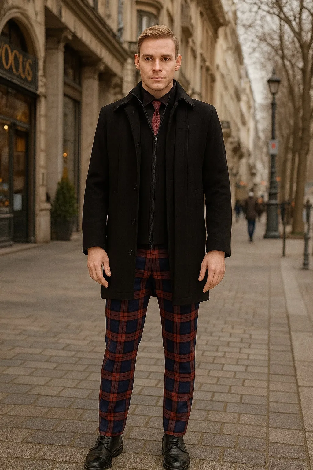 Mens Black Wool Overcoat - Classic Single-Breasted Winter Coat for Business and Formal Wear sold by Alberto Nardoni product image thumbnail 4