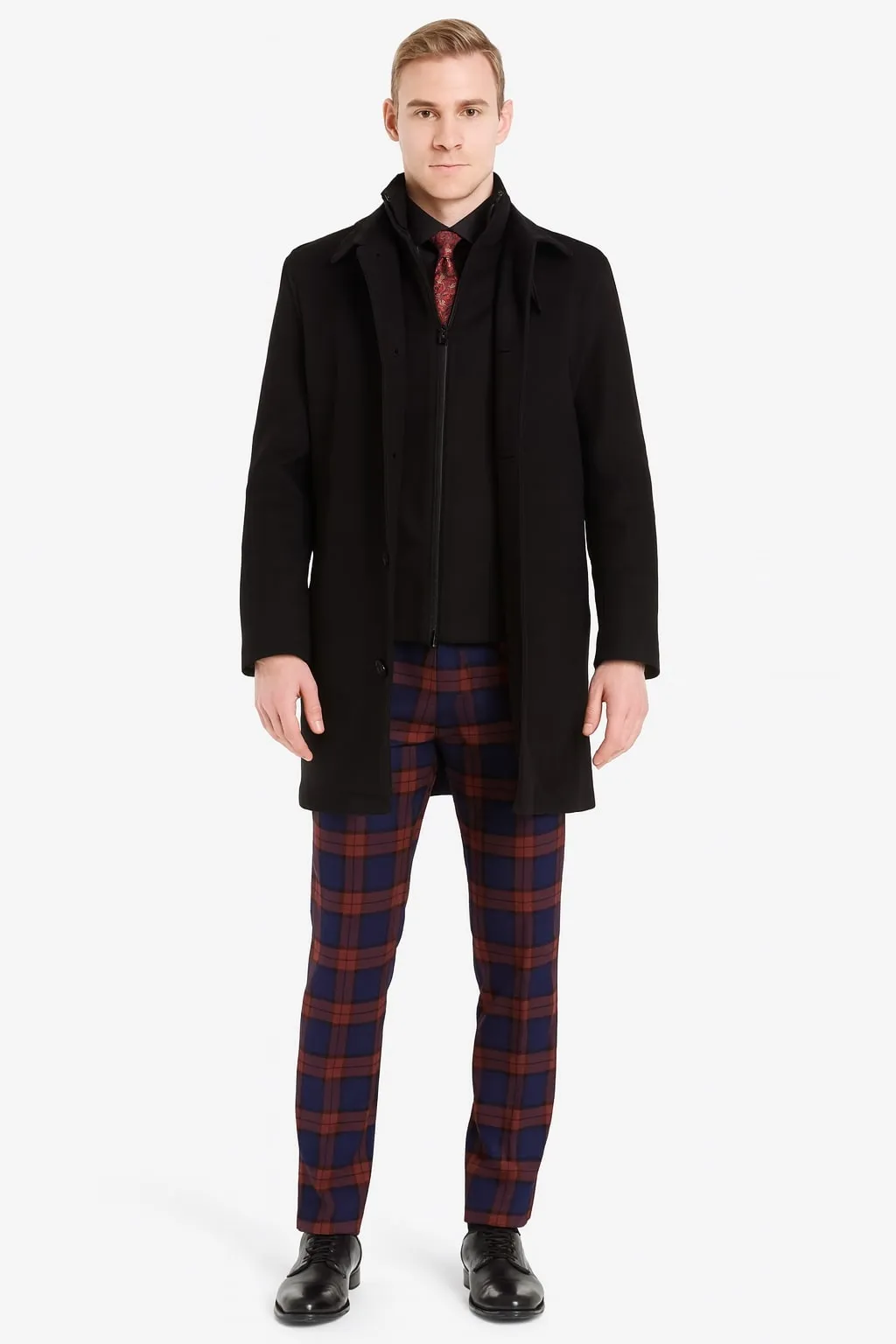 Mens Black Wool Overcoat - Classic Single-Breasted Winter Coat for Business and Formal Wear sold by Alberto Nardoni