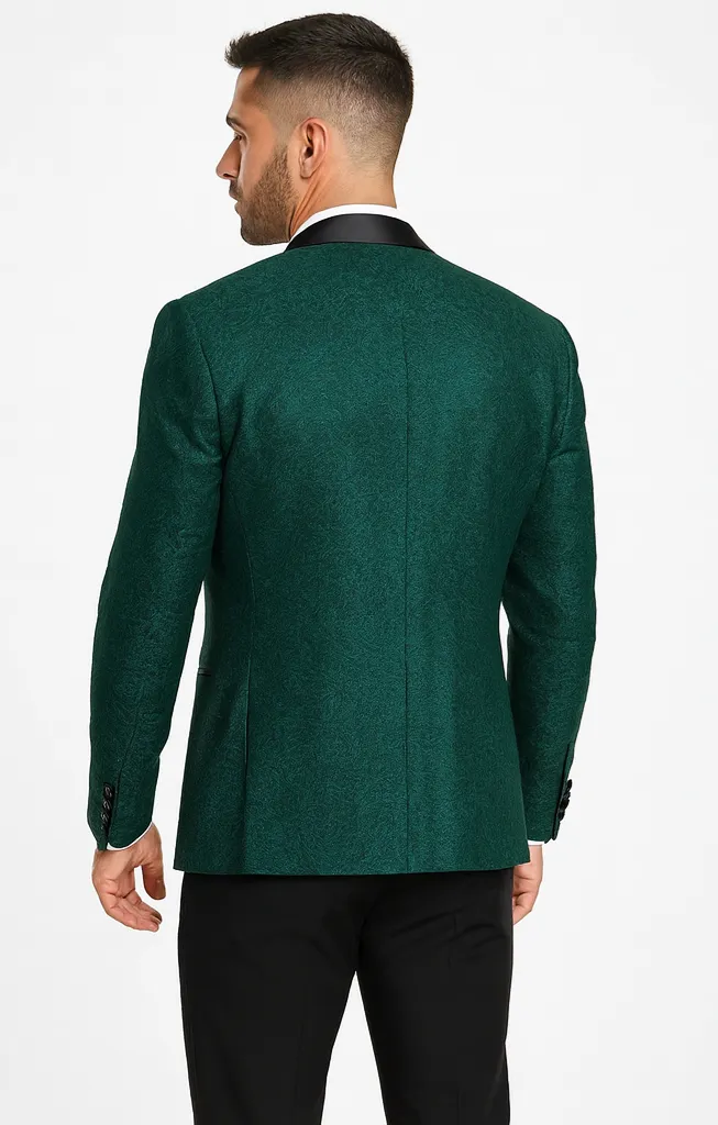 Mens Designer Hunter Green Tuxedo - Vested Floral Lace Wedding Outfit sold by Alberto Nardoni product image thumbnail 3