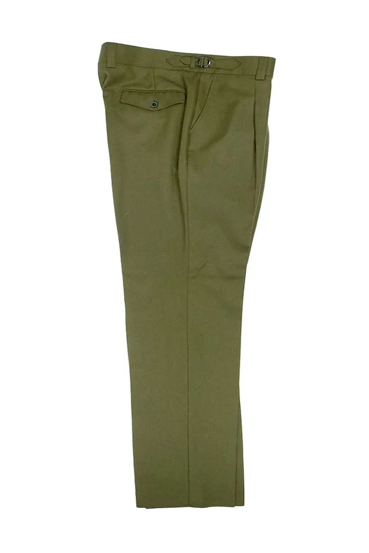 Tiglio Luxe Moss Green Semi-Wide Leg Wool Marbella Dress Pants TL8194 sold by Alberto Nardoni