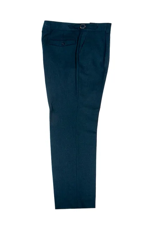 Tiglio Luxe Dark Teal Semi-Wide Leg Wool Marbella Dress Pants TL8189 sold by Alberto Nardoni