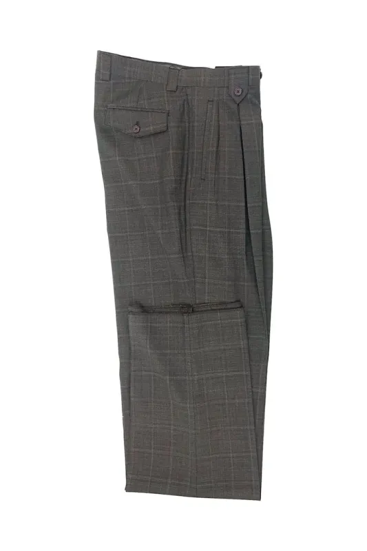 Tiglio Luxe Brown Windowpane Wide Leg Wool Dress Pant 2576 TLS20060/1 sold by Alberto Nardoni