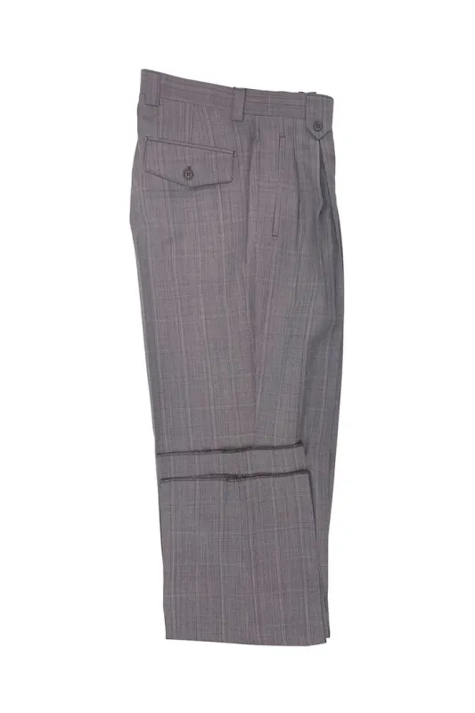 Tiglio Luxe Mauve Windowpane Wide Leg Wool Dress Pants 2576 TLS20060/6 sold by Alberto Nardoni