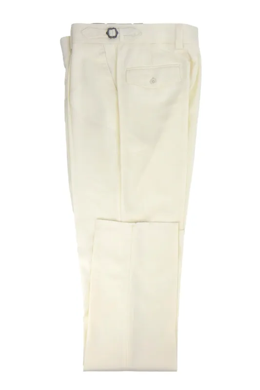 Tiglio Luxe Offwhite Semi-Wide Leg Wool Marbella Dress Pants sold by Alberto Nardoni
