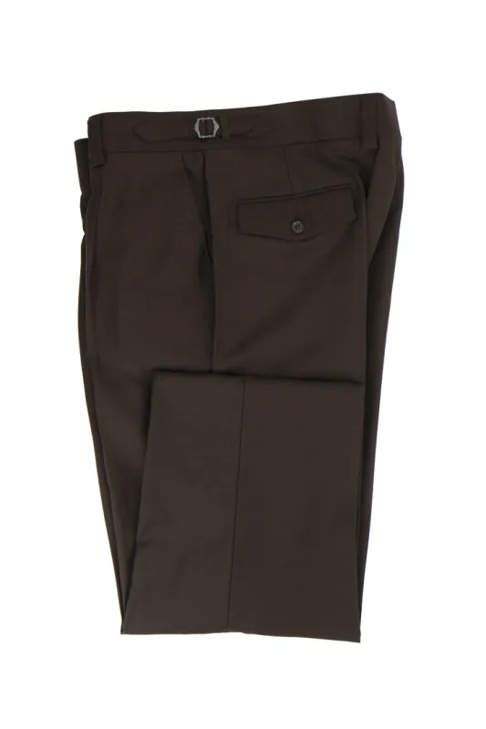 Tiglio Luxe Brown Semi-Wide Leg Wool Marbella Dress Pants TIG1003 sold by Alberto Nardoni