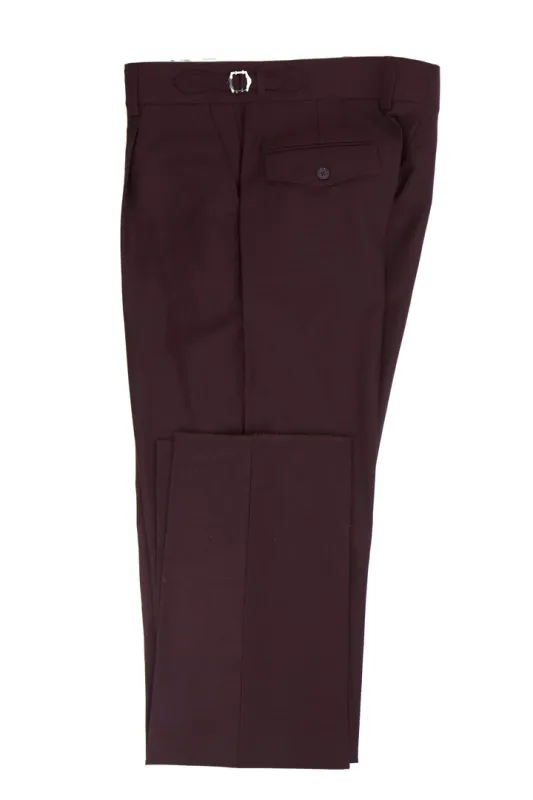 Tiglio Luxe Burgundy Semi-Wide Leg Wool Marbella Dress Pants sold by Alberto Nardoni