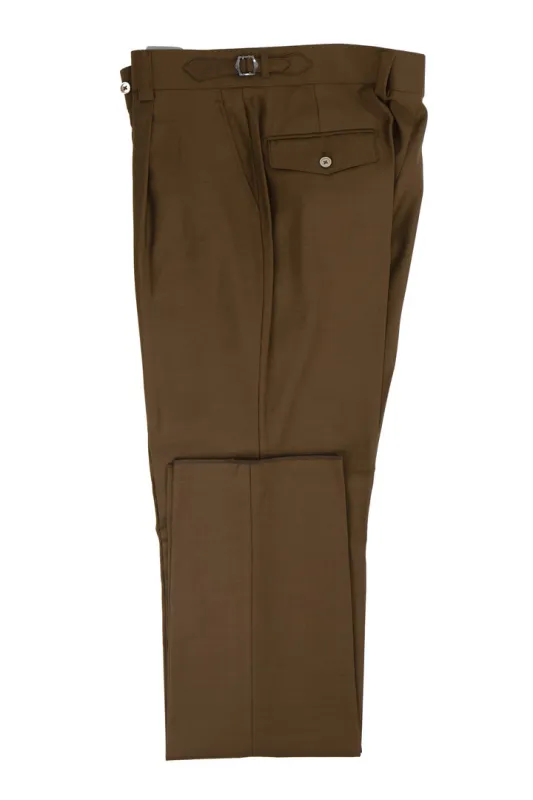 Tiglio Luxe Tobacco Semi-Wide Leg Wool Marbella Dress Pants sold by Alberto Nardoni