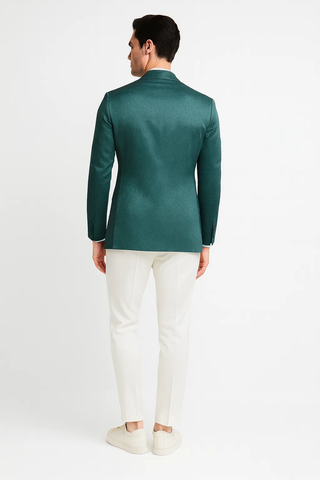 Mens Teal Green Floral Jacquard Blazer - Slim Fit Tuxedo Jacket for Weddings, Proms, and Parties sold by Alberto Nardoni product image thumbnail 2