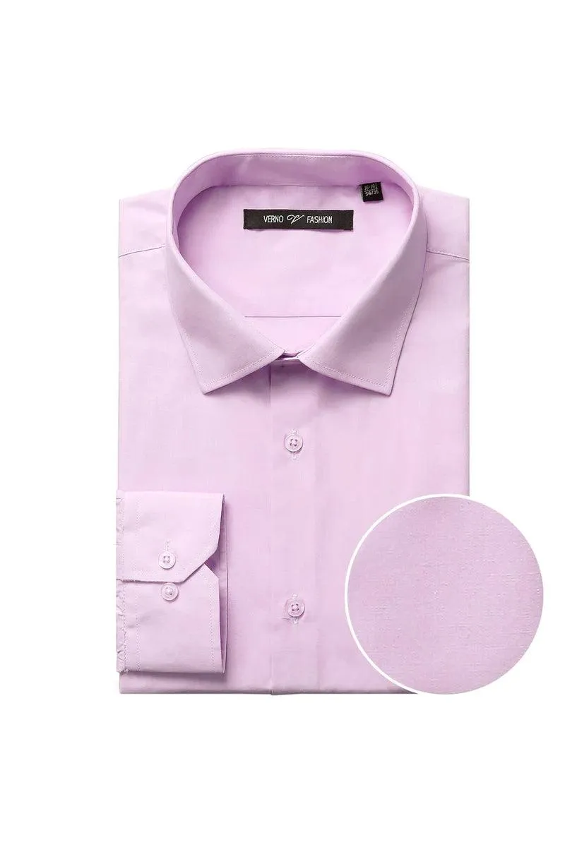 Elegant Prom and Wedding Attire: Verno Pink Classic Fit Spread Collar Dress Shirt sold by Alberto Nardoni