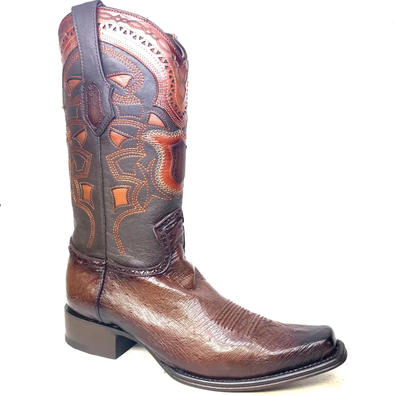 Los Altos Boots Brown Ostrich Quill Cowboy Boots made by Alberto Nardoni