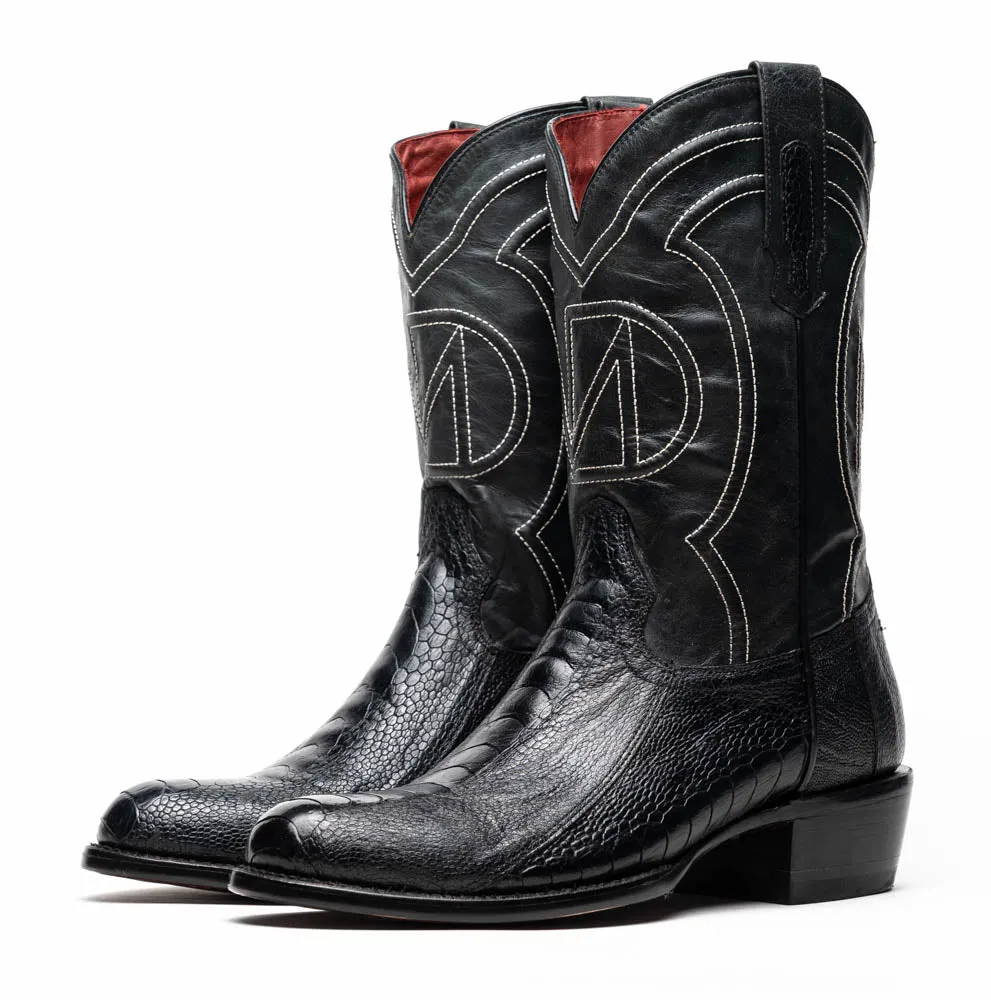 Marco Di Milano Denver Black Ostrich Leg Round Toe Cowboy Boots sold by Alberto Nardoni product image thumbnail 3
