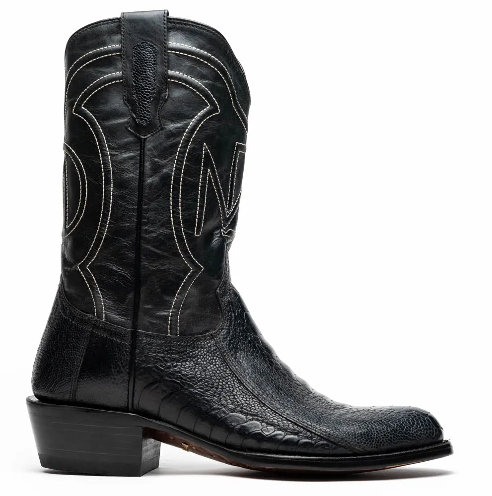 Marco Di Milano Denver Black Ostrich Leg Round Toe Cowboy Boots sold by Alberto Nardoni product image thumbnail 2