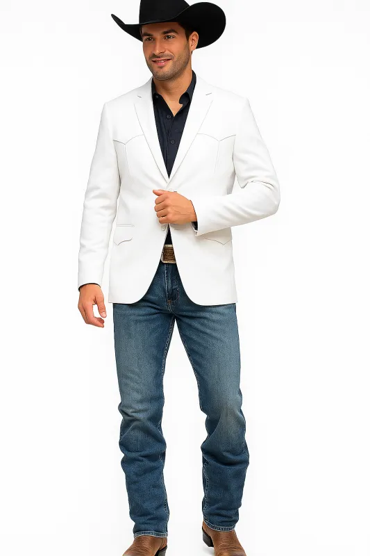 Western Blazer - Saco Para Hombre - Mens Double Button Western White Blazer sold by Alberto Nardoni