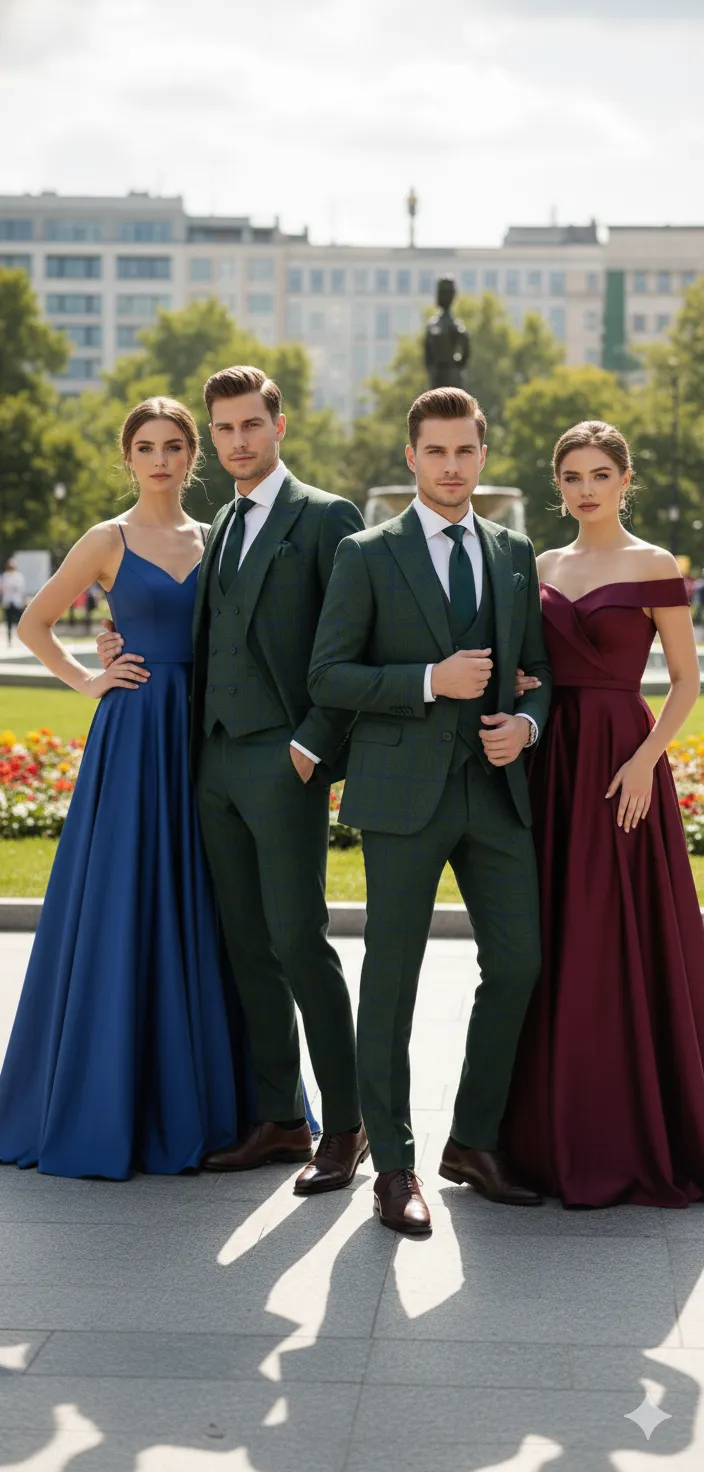 Men’s Green Plaid 3-Piece Suit – Classic Check Slim Fit Suit for Weddings, Church, and Formal By Rossiman sold by Alberto Nardoni product image thumbnail 2