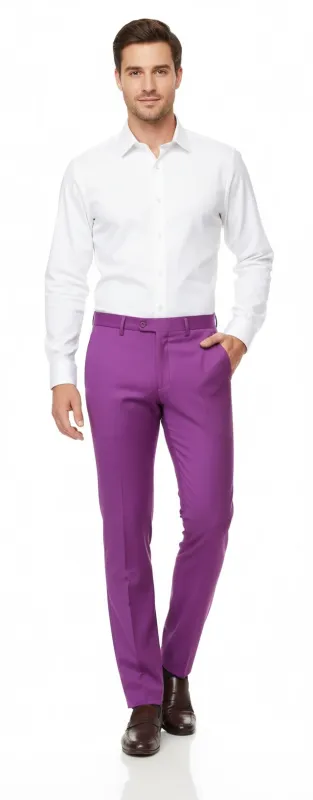 Mens Slim Fit Light Purple Dress Pants – Modern Formal Trousers for Business, Weddings and Parties sold by Alberto Nardoni