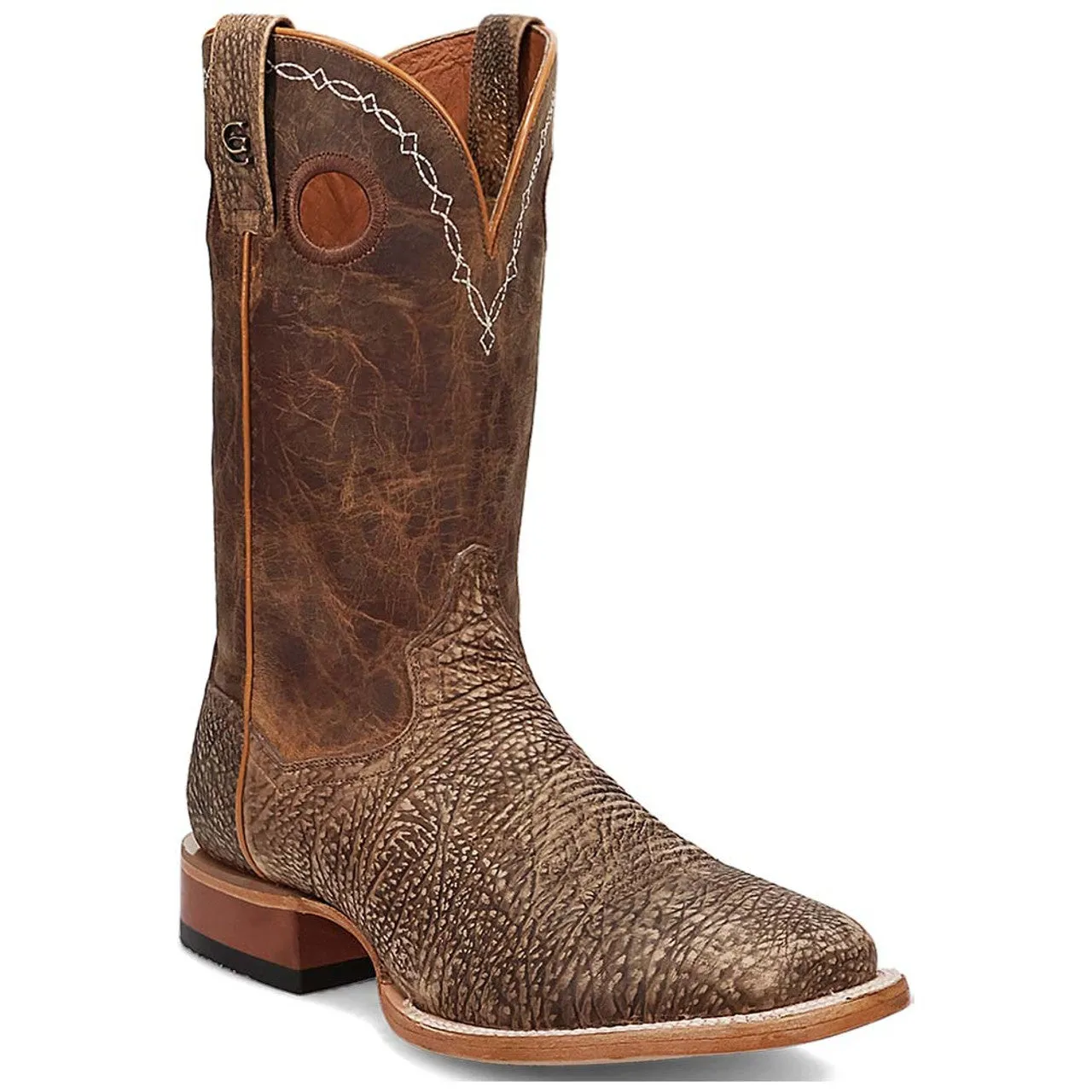 Dan Post Murray Men's Brown Bison Leather Square Toe Rugged Western Cowboy Boots sold by Alberto Nardoni