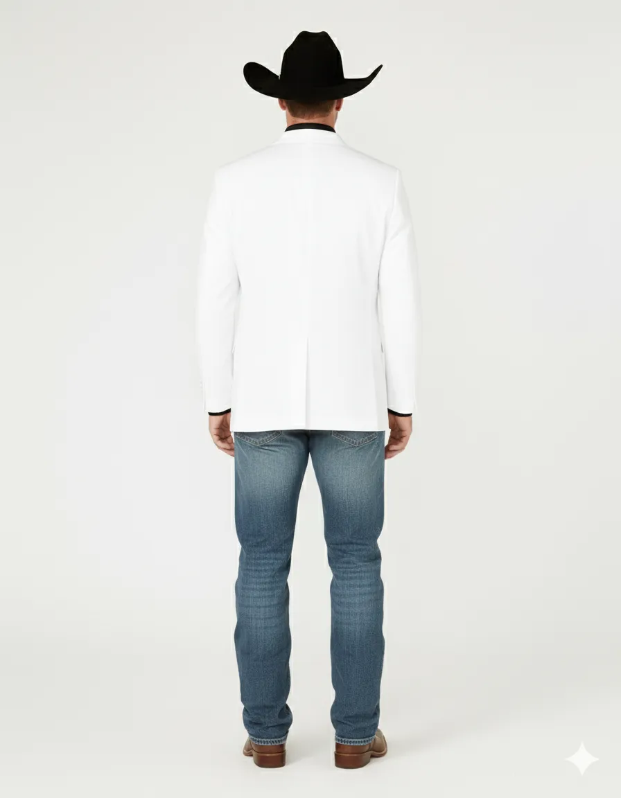 Mens White Western Blazer - Classic Cowboy Style Sport Coat for Formal - Cowboy Jacket sold by Alberto Nardoni product image thumbnail 3