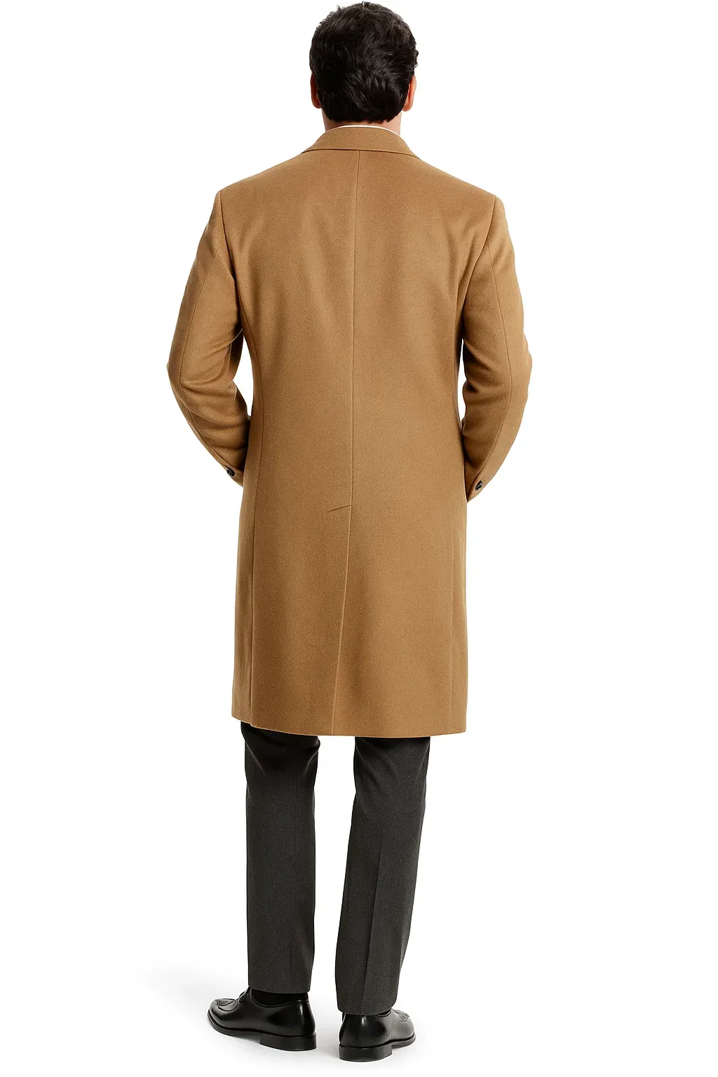 Men’s Camel Overcoat – Classic Single Breasted Wool Long Coat with Peak Lapel sold by Alberto Nardoni product image thumbnail 4