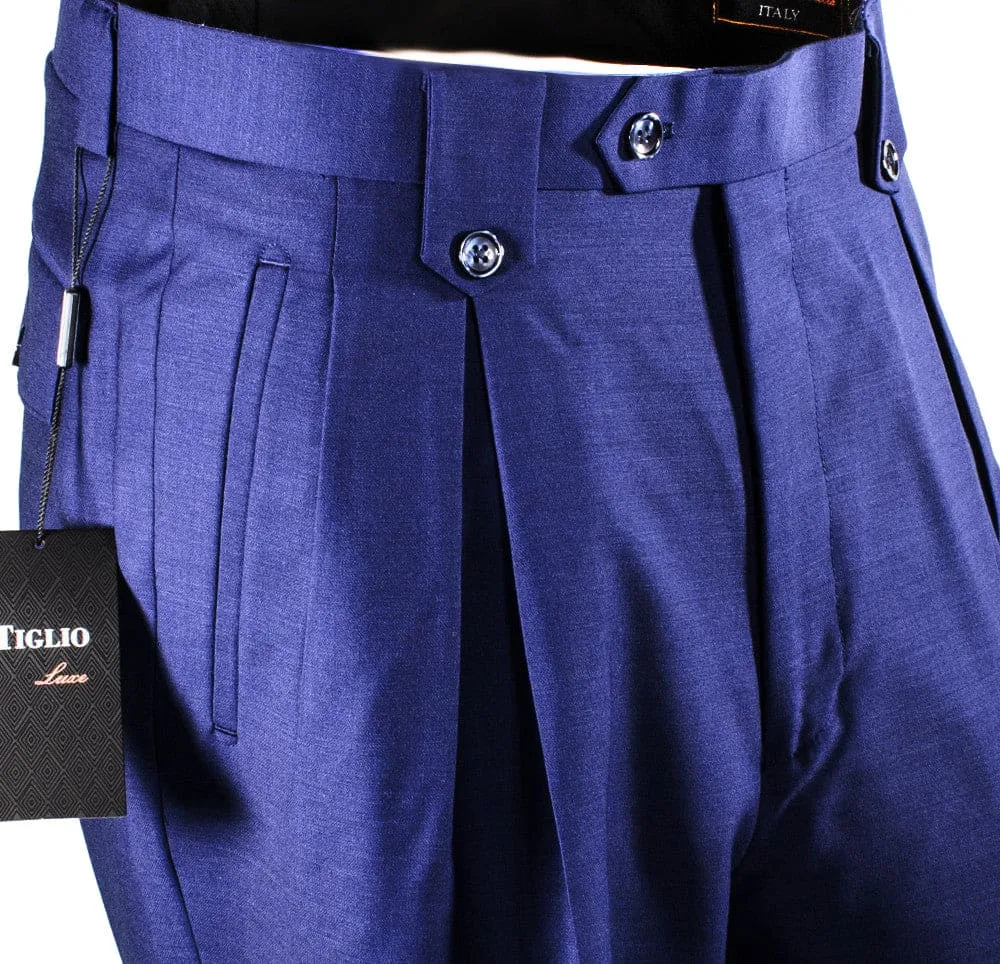 Tiglio Luxe French Blue Wide Leg, Pure Wool Dress Pants 2576 sold by Alberto Nardoni product image thumbnail 2