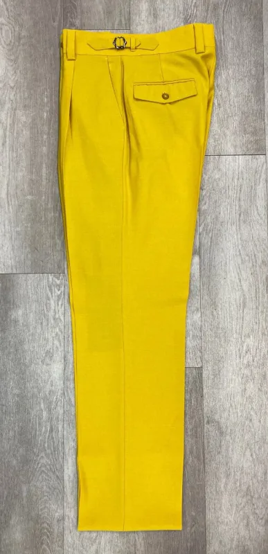 Tiglio Luxe Marbella Solid Yellow Wide Leg Pants (SIZE 52 ONLY) sold by Alberto Nardoni
