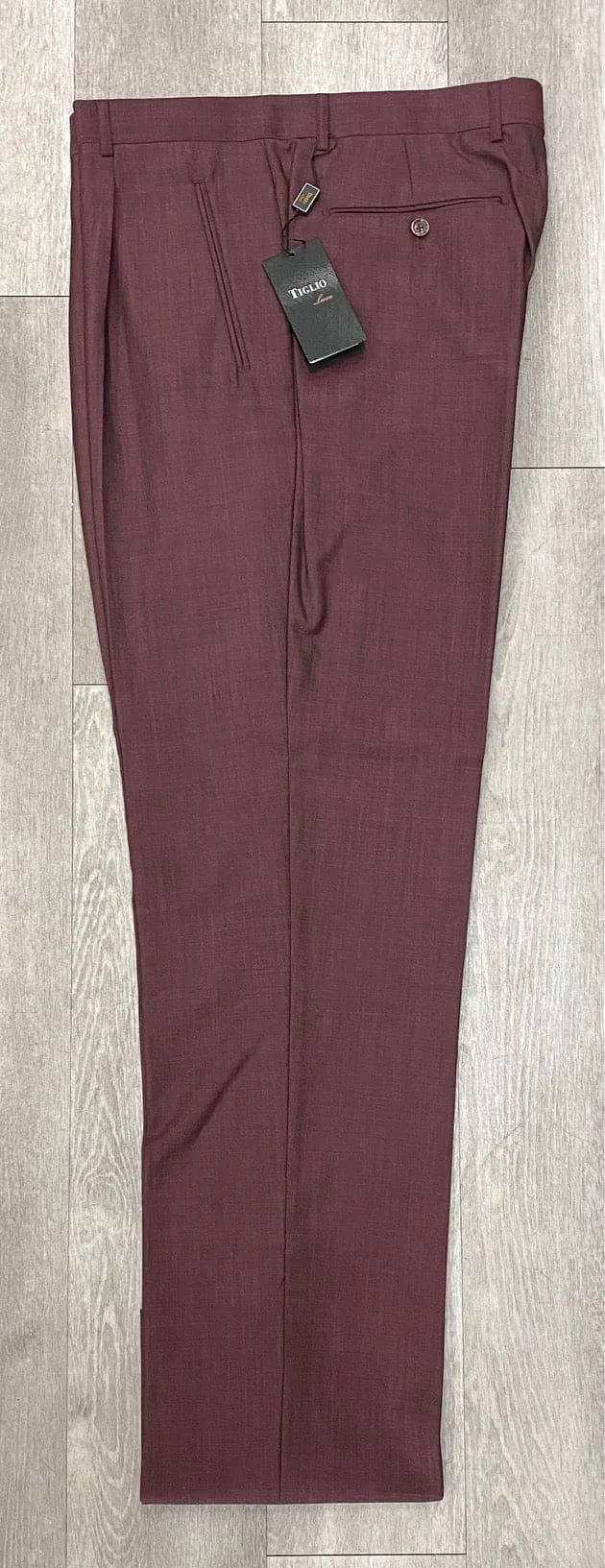 Tiglio Luxe 2521 Comfort Fit Single Pleated Pants 18+ Inch Leg TIG4102B Burgundy (SIZE 50 ONLY) sold by Alberto Nardoni