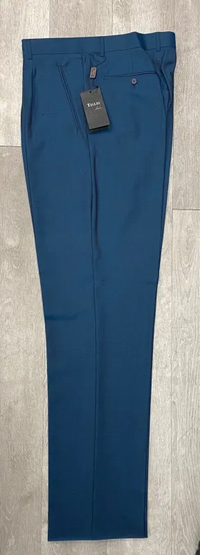 Tiglio Luxe 2521 Comfort Fit Single Pleated Pants 18+ Inch Leg TS5128/A Teal Blue (SIZE 42 & 48 ONLY) sold by Alberto Nardoni
