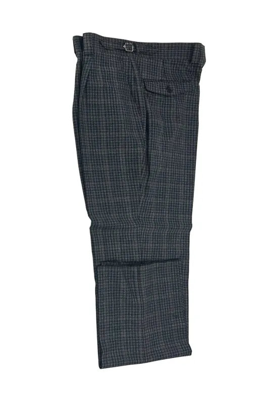 Tiglio Luxe Gray Mini Check with Taupe Windowpane Semi-Wide Leg Wool Marbella Dress Pants TL3328 sold by Alberto Nardoni