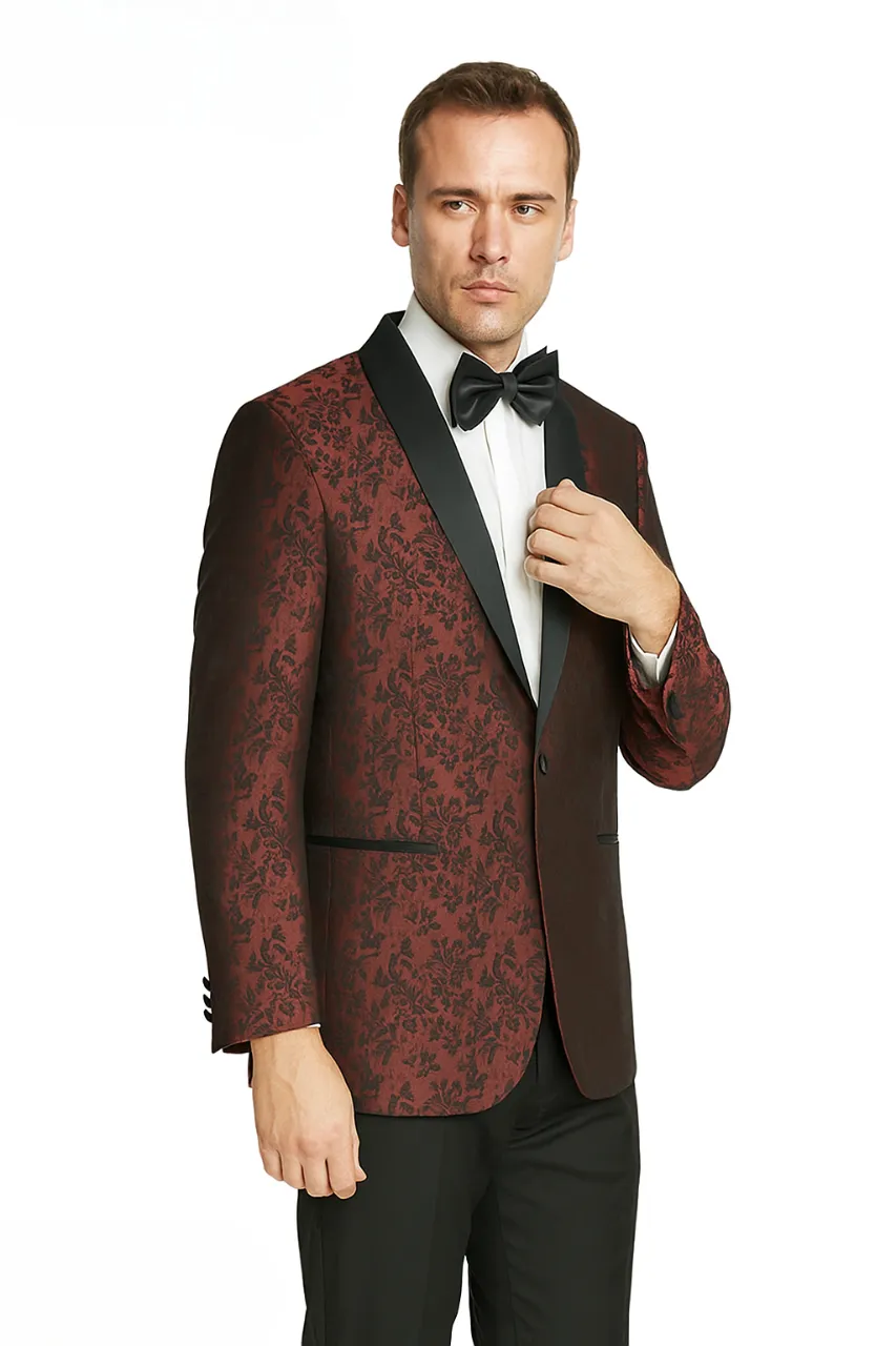 Arlan Paisly Tuxedo by Giorgio Fiorelli in Burgundy/Blue/Black sold by Alberto Nardoni product image thumbnail 3