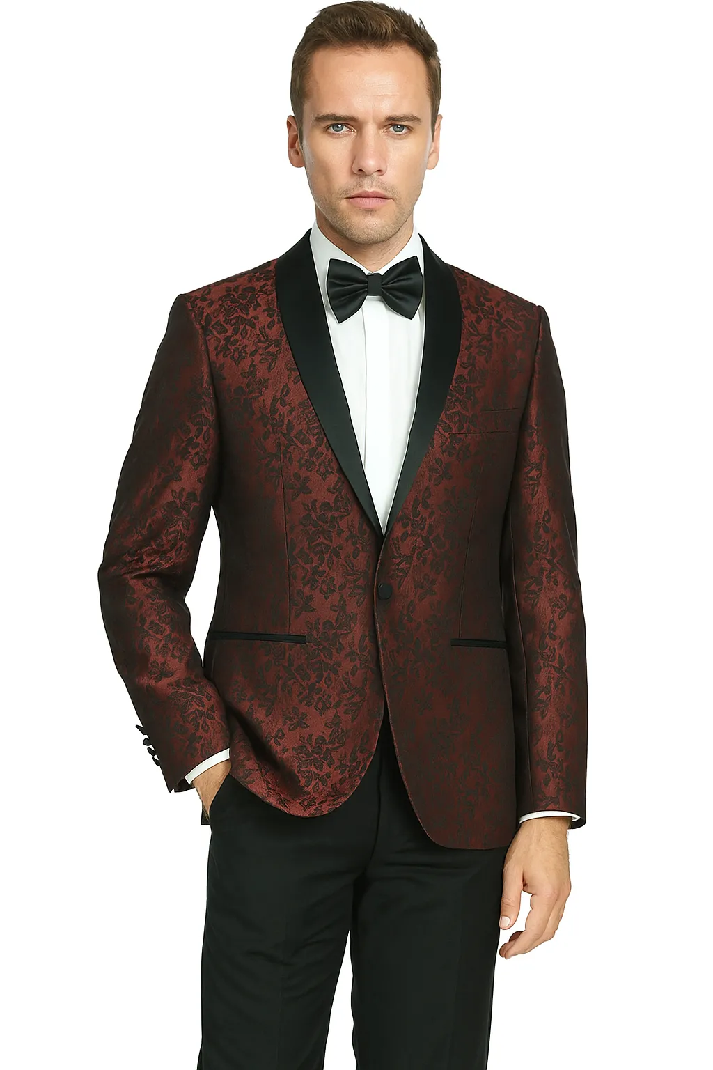Shawl Paisly Tuxedo by Giorgio Fiorelli in Burgundy, Gray, Blue sold by Alberto Nardoni product image thumbnail 4